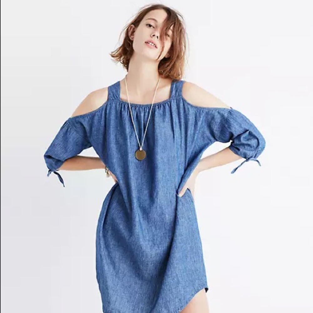 Madewell Chambray Cold Shoulder Dress